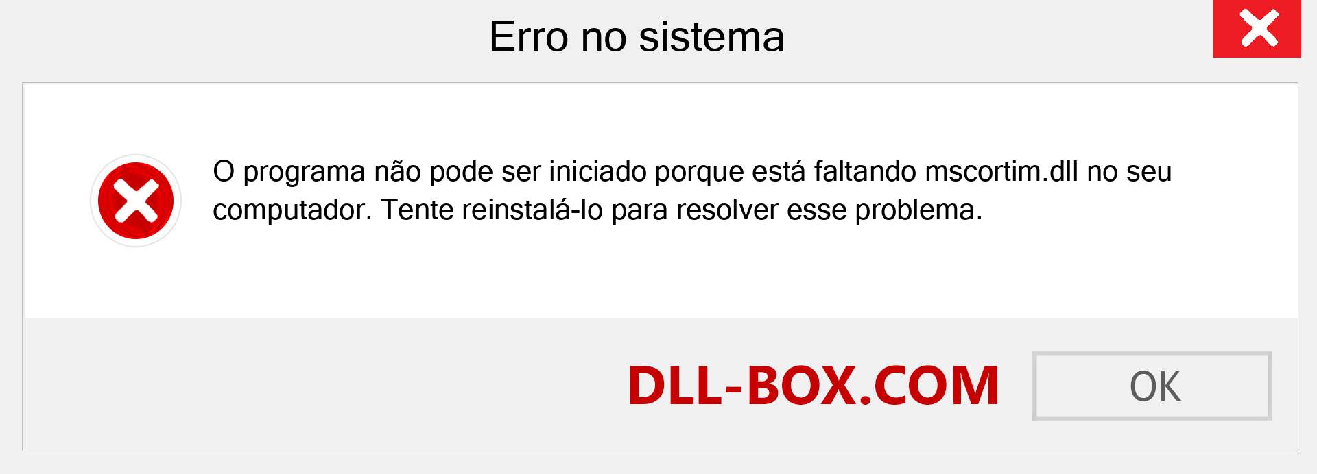 Arquivo mscortim.dll ausente ?. Download para Windows 7, 8, 10 - Correção de erro ausente mscortim dll no Windows, fotos, imagens